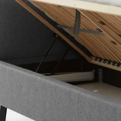 Wohnen Skandi Polsterbett in Grau Stoff - Optica