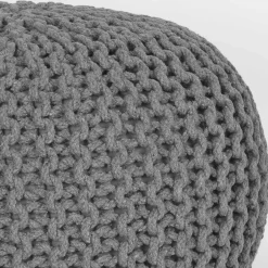 Skandi Pouf mit dunkelgrauem Strickstoff Bezug - Finaron^Wohnen Sale