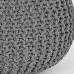 Skandi Pouf mit dunkelgrauem Strickstoff Bezug - Finaron^Wohnen Sale