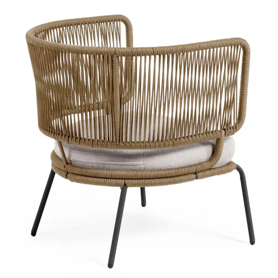 Wohnen Skandi Sessel aus Geflecht Kordel in Beige - Suvacol (2er Set)