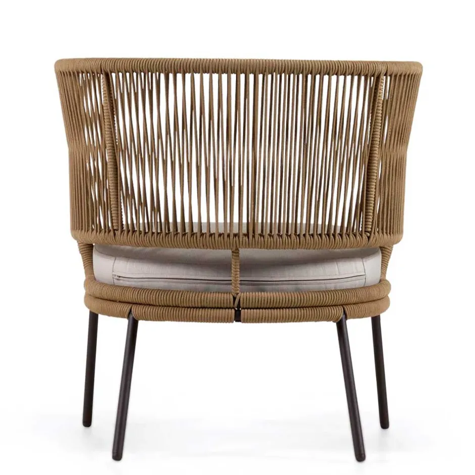 Wohnen Skandi Sessel aus Geflecht Kordel in Beige - Suvacol (2er Set)