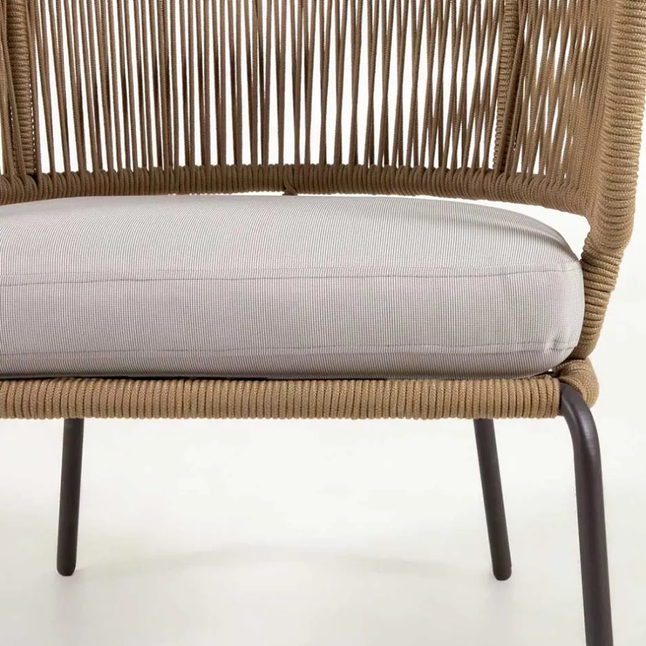 Wohnen Skandi Sessel aus Geflecht Kordel in Beige - Suvacol (2er Set)