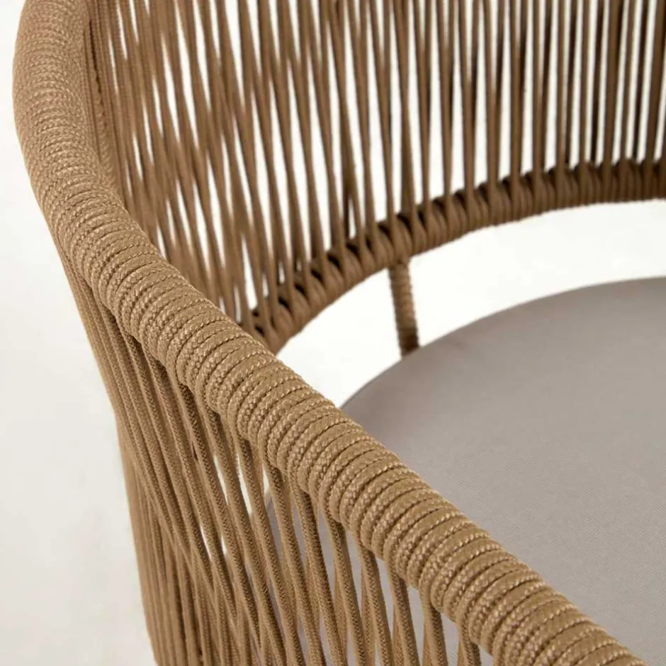 Wohnen Skandi Sessel aus Geflecht Kordel in Beige - Suvacol (2er Set)