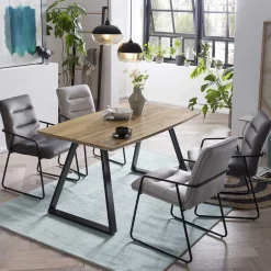 Wohnen Skandi Tischgruppe mit Armlehnenstühlen - Rasimo (fünfteilig)