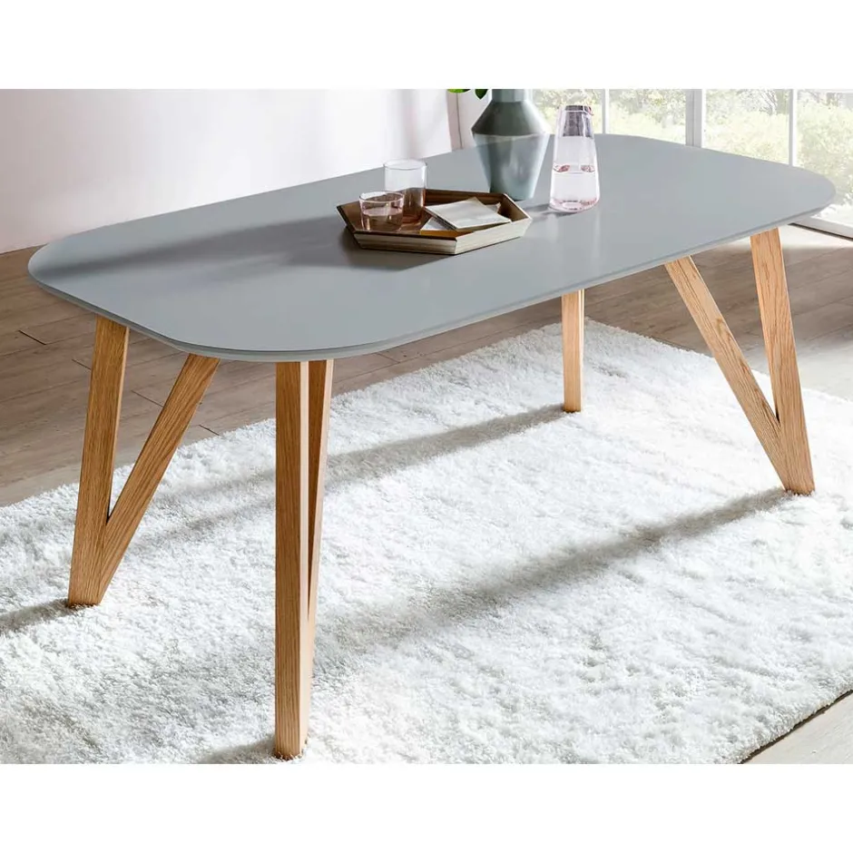 Skandi Tischgruppe mit Samt Stühlen - Pius (siebenteilig)^Wohnen Best