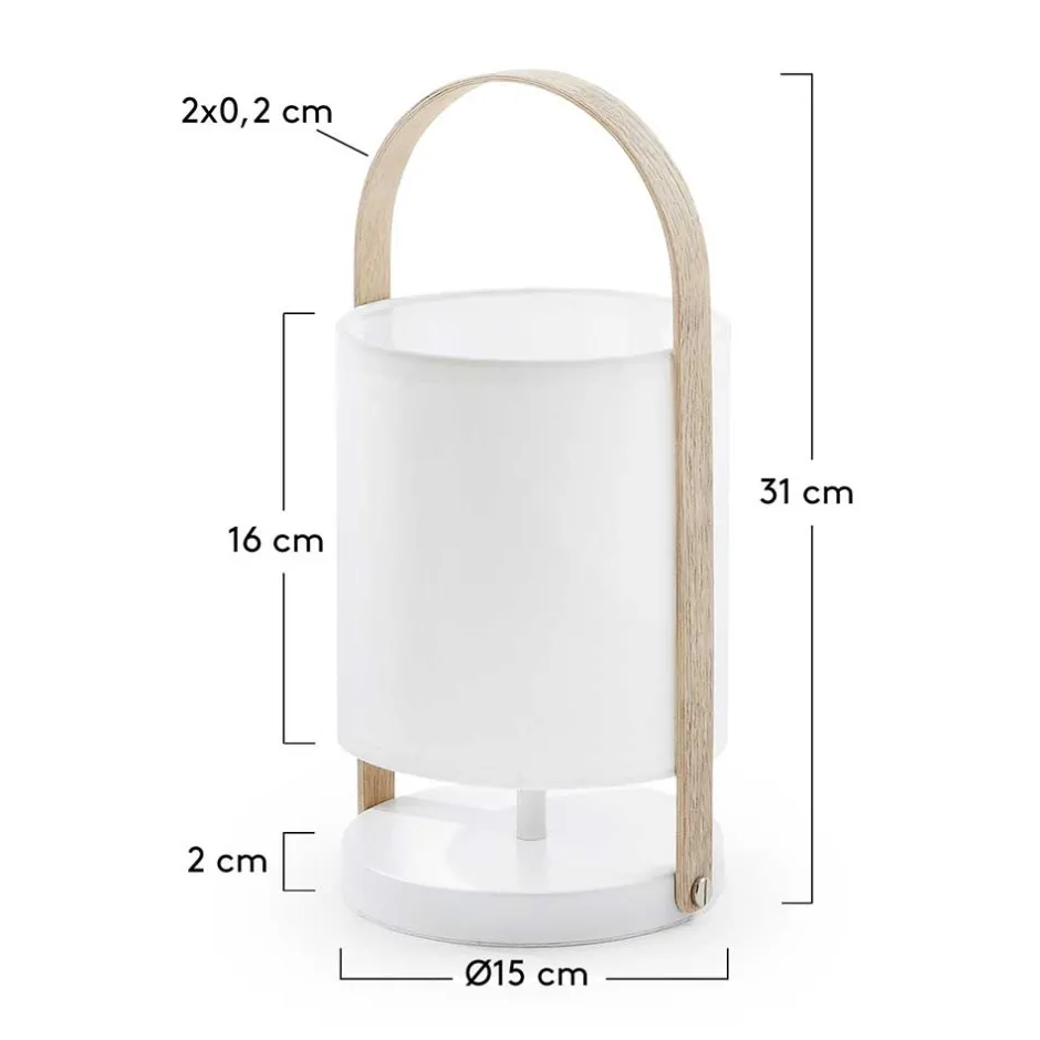 Wohnen Skandi Tischleuchte in Weiß & Buche - Rina