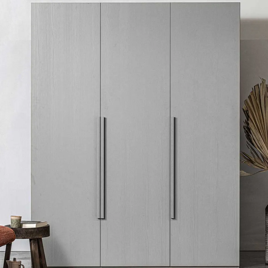 Wohnen Skandi 3-türiger Schlafzimmerschrank in Grau - Rochella