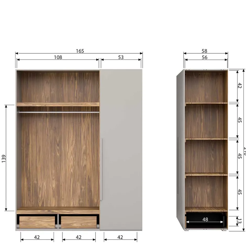 Wohnen Skandi 3-türiger Schlafzimmerschrank in Grau - Rochella