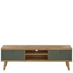 Wohnen Skandi TV Anbauwand Möbel in Graugrün - Oliva (dreiteilig)