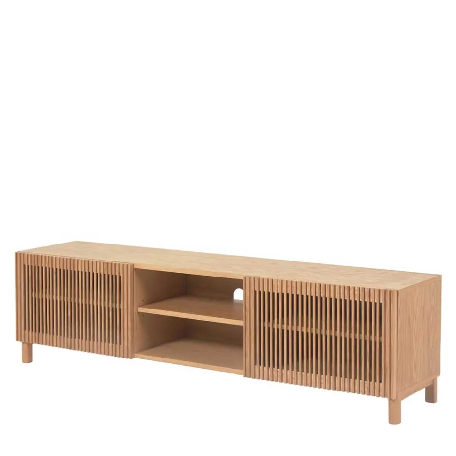 Wohnen Skandi TV Lowboard mit Lamellen Klapptüren - Azuro