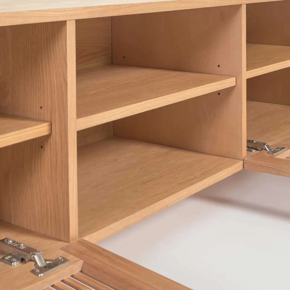 Wohnen Skandi TV Lowboard mit Lamellen Klapptüren - Azuro