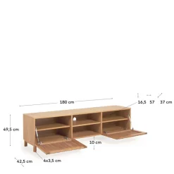 Wohnen Skandi TV Lowboard mit Lamellen Klapptüren - Azuro