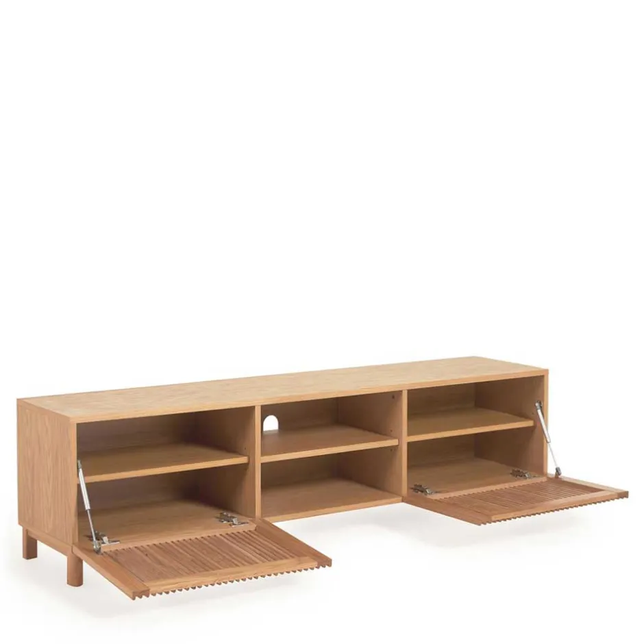 Wohnen Skandi TV Lowboard mit Lamellen Klapptüren - Azuro