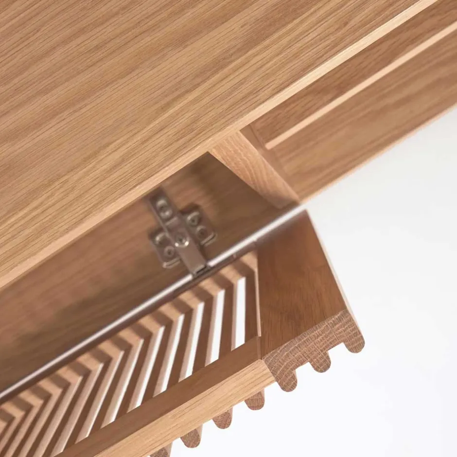 Wohnen Skandi TV Lowboard mit Lamellen Klapptüren - Azuro