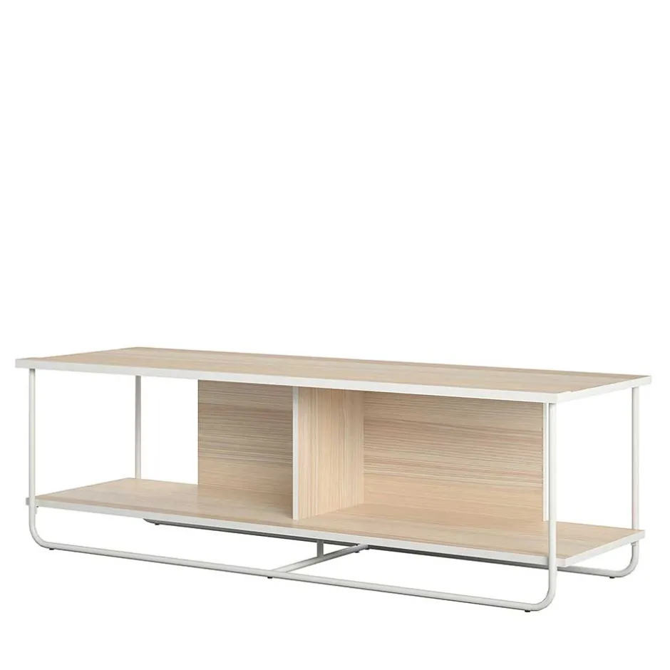 Wohnen Skandi TV Tisch in Weiß und Natur - Elmavirio