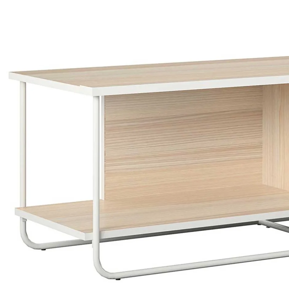 Wohnen Skandi TV Tisch in Weiß und Natur - Elmavirio