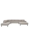 Skandi U-Form Couch in Beigegrau Stoffbezug - Gorgona^Wohnen Discount