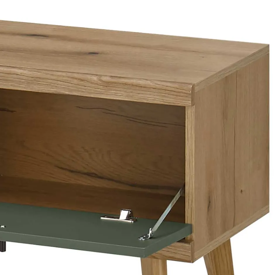 Wohnen Skandi Wohnwand in Graugrün - Oliva (vierteilig)