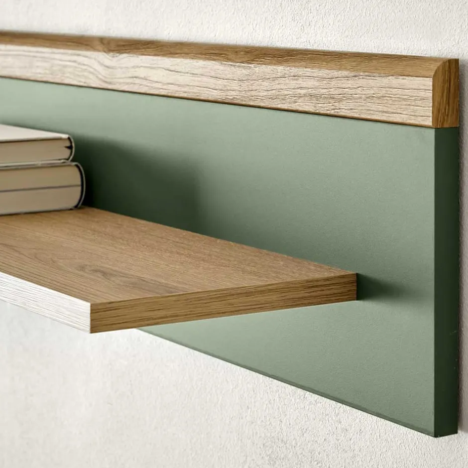 Wohnen Skandi Wohnwand in Graugrün - Oliva (vierteilig)