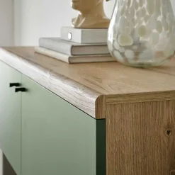 Wohnen Skandi Wohnwand in Graugrün - Oliva (vierteilig)