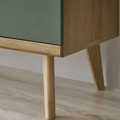 Wohnen Skandi Wohnwand Möbel in Graugrün - Oliva (vierteilig)