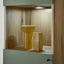 Wohnen Skandi Wohnwand Möbel in Graugrün - Oliva (vierteilig)