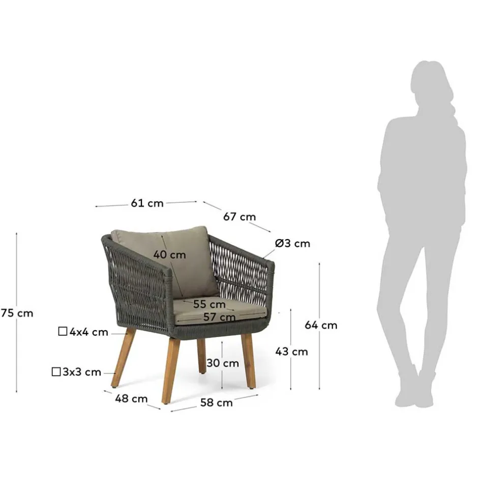 Sofa & Sessel aus Kordel-Geflecht - Lagoas (dreiteilig)^Wohnen