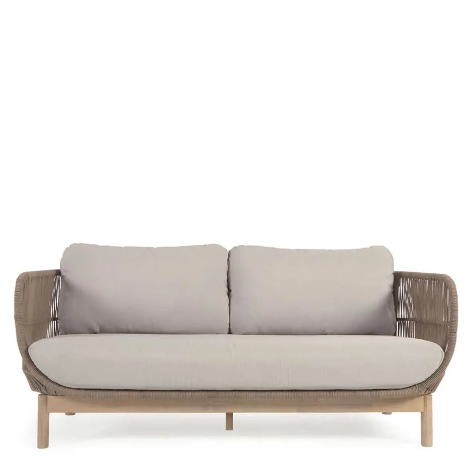 Sofa aus Kordel Geflecht & Holz mit Polster - Calivias^Wohnen Best