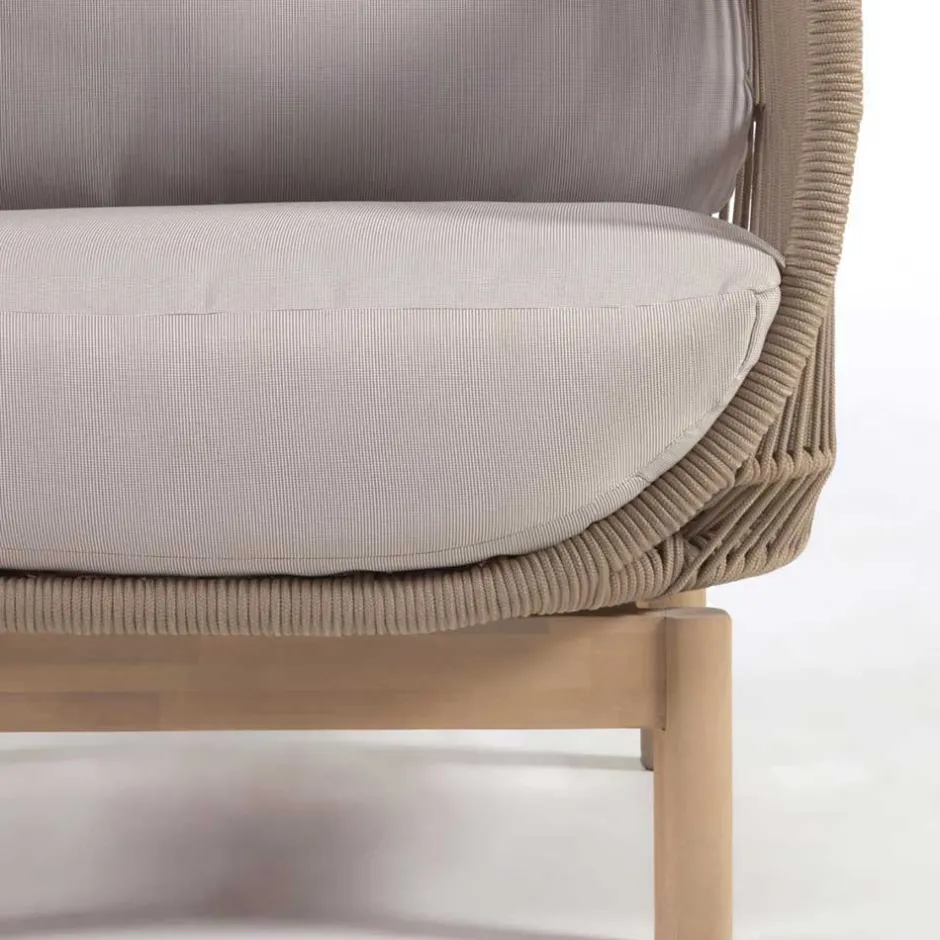 Sofa aus Kordel Geflecht & Holz mit Polster - Calivias^Wohnen Best