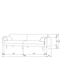 Wohnen Sofa für drei Personen in Dunkelgrau - Augusta