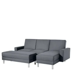 Wohnen Sofaecke in Jeansblau mit Chrom - Rudolf (zweiteilig)