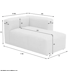 Sofaelement Recamiere in Cremeweiß - Tembreno^Wohnen Discount