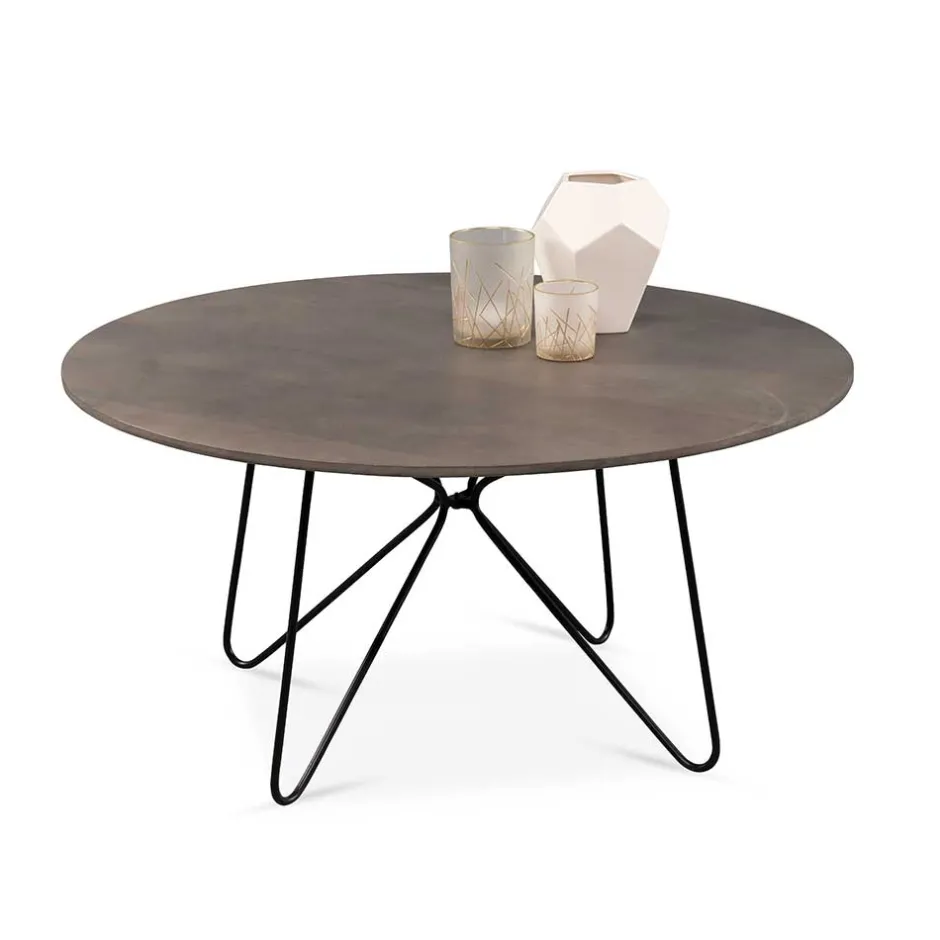 Wohnen Sofatisch aus Mangobaum Massivholz in Mattsilber - Dosa