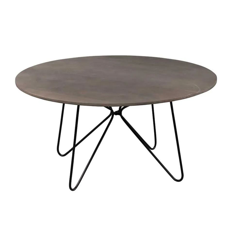 Wohnen Sofatisch aus Mangobaum Massivholz in Mattsilber - Dosa