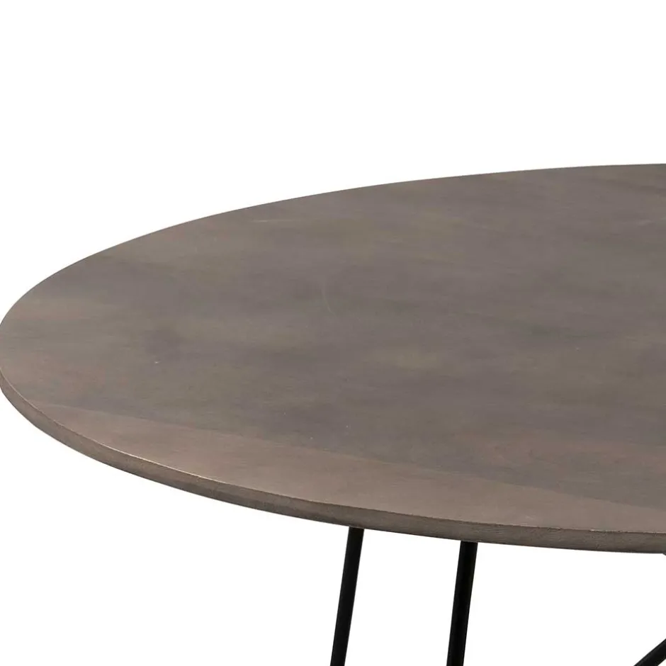 Wohnen Sofatisch aus Mangobaum Massivholz in Mattsilber - Dosa