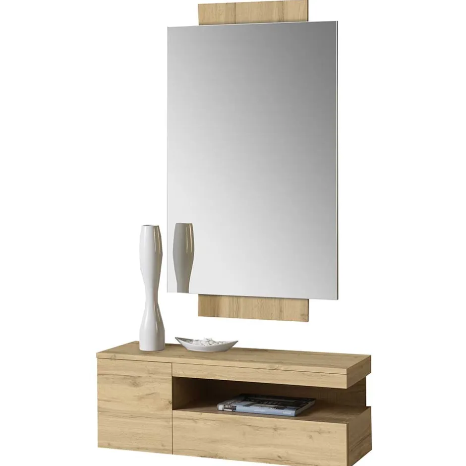 Wohnen Spiegel & Hängekonsole in Wildeiche - Loriot (zweiteilig)