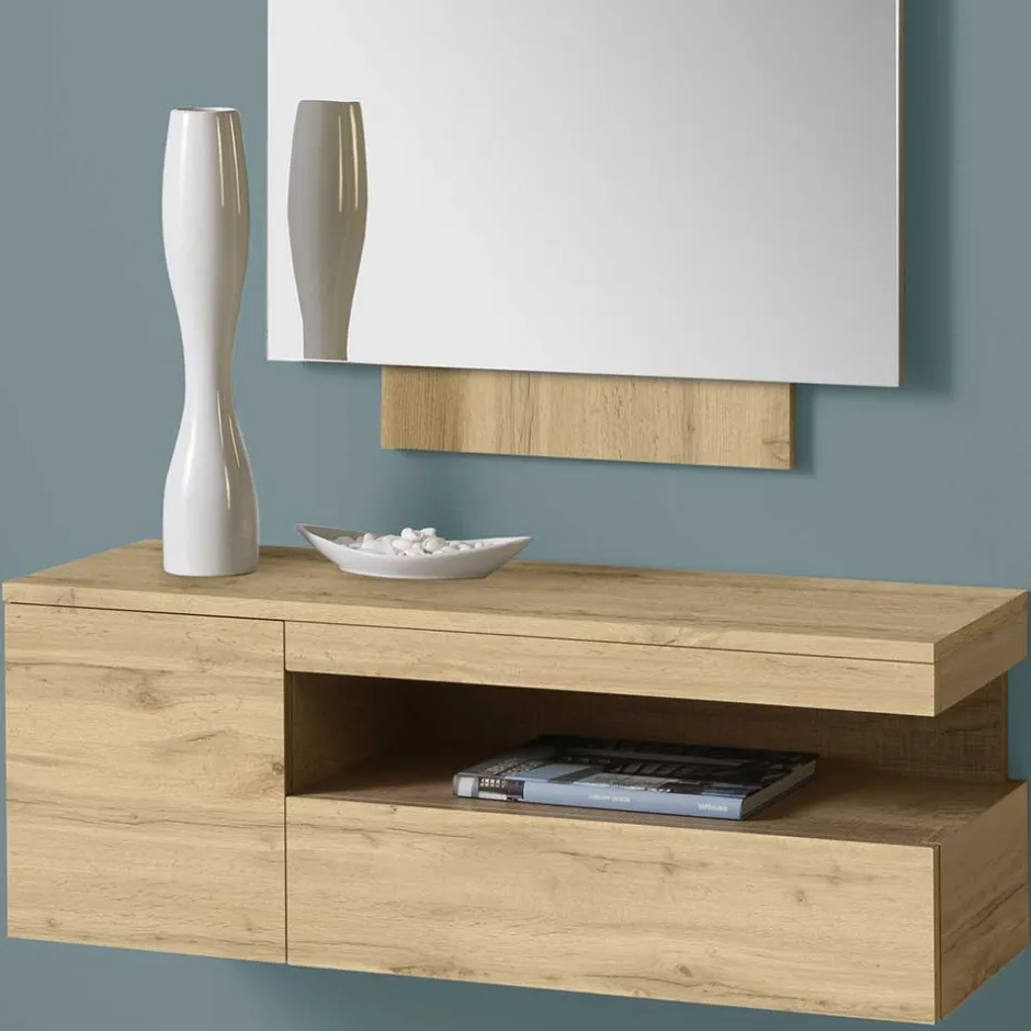 Wohnen Spiegel & Hängekonsole in Wildeiche - Loriot (zweiteilig)