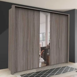 Spiegel Kleiderschrank in Holz-Nachbildung - Crenba^Wohnen