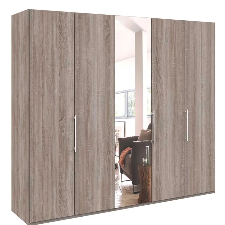 Spiegel Kleiderschrank in Holz-Nachbildung - Crenba^Wohnen