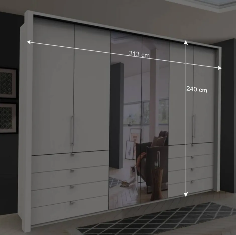 Wohnen Spiegel Kleiderschrank mit Falttüren - Donpiave