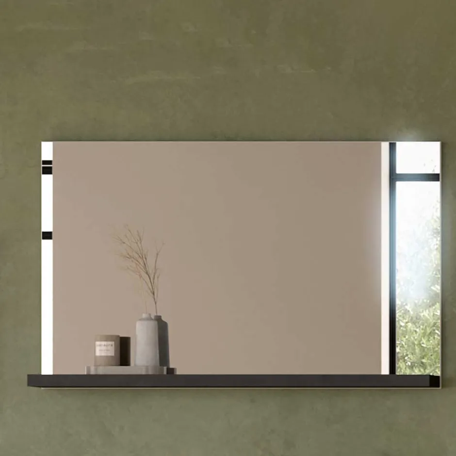 Wohnen Spiegel mit Ablage in Dunkelgrau - Suad