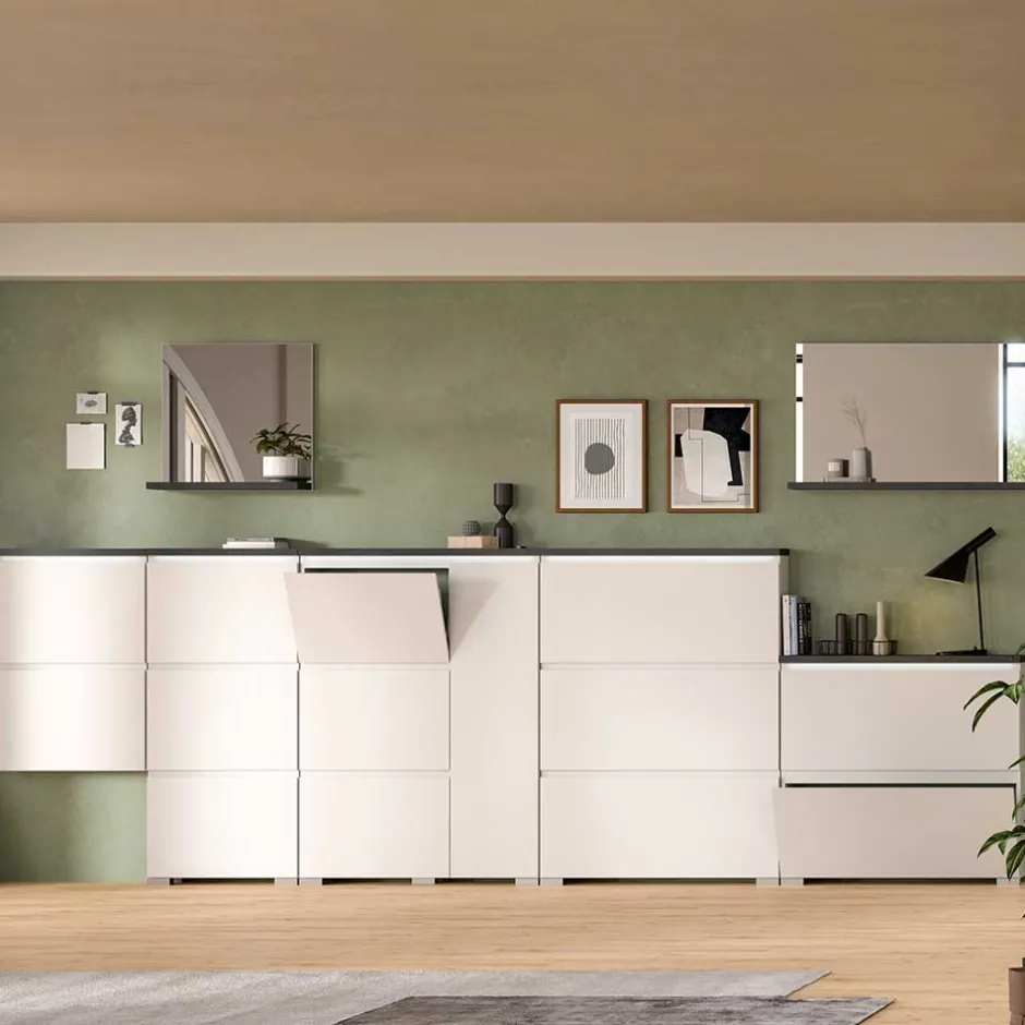 Wohnen Spiegel mit Ablage in Dunkelgrau - Suad