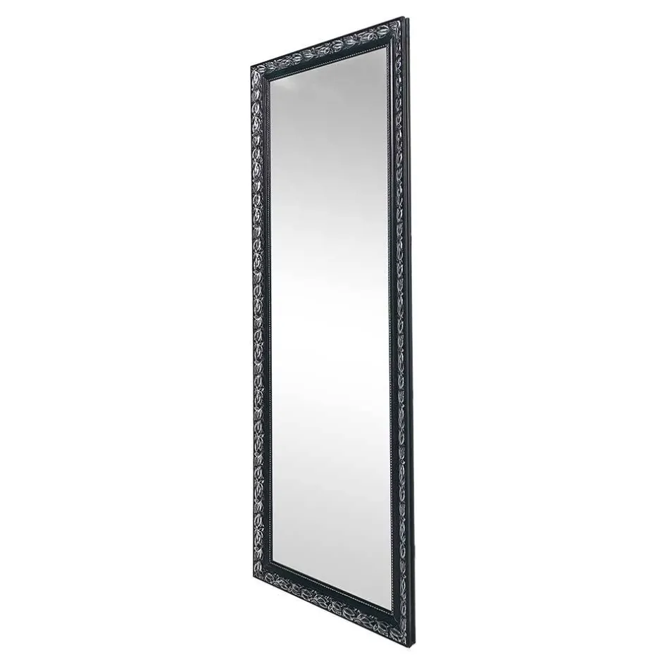 Spiegel mit Holzrahmen in Schwarz Silber - Aphrano^Wohnen