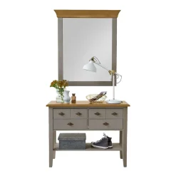 Wohnen Spiegel mit Kommode Cempino in Grau (zweiteilig)