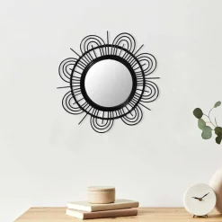 Spiegel mit Rattanrahmen im Blumen Look - Puzian^Wohnen Online