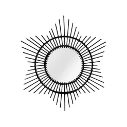 Wohnen Spiegel mit Rattanrahmen im Stern Look - Manna