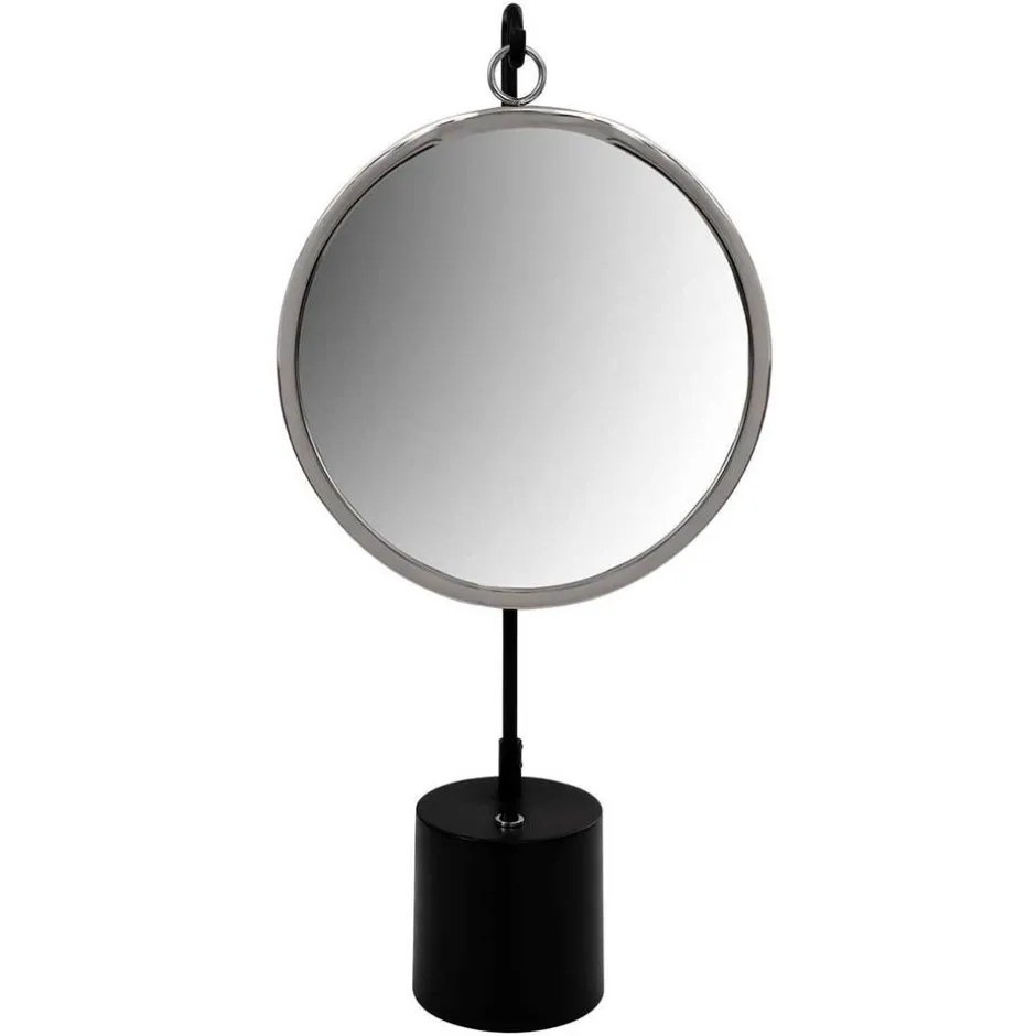 Spiegel mit Ständer in Silber und Schwarz - Fraduno^Wohnen New