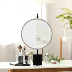 Spiegel mit Ständer in Silber und Schwarz - Fraduno^Wohnen New