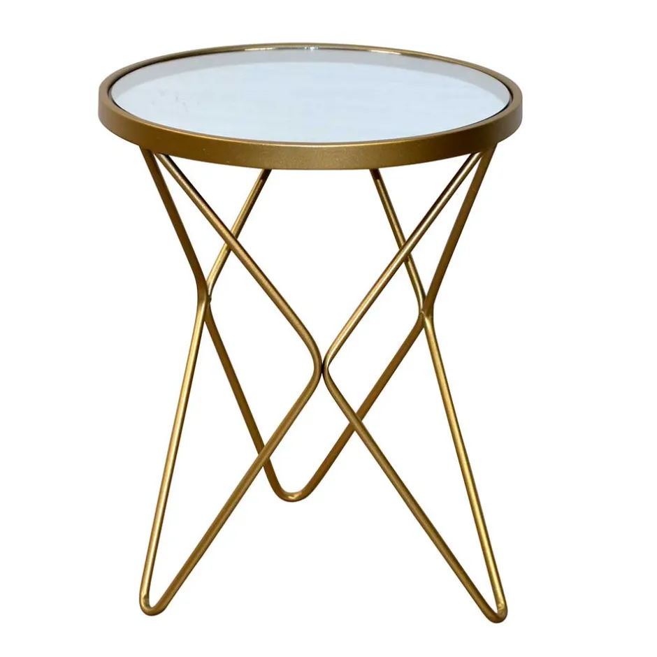 Wohnen Spiegelglas Beistelltisch mit runder Platte - Loregrema