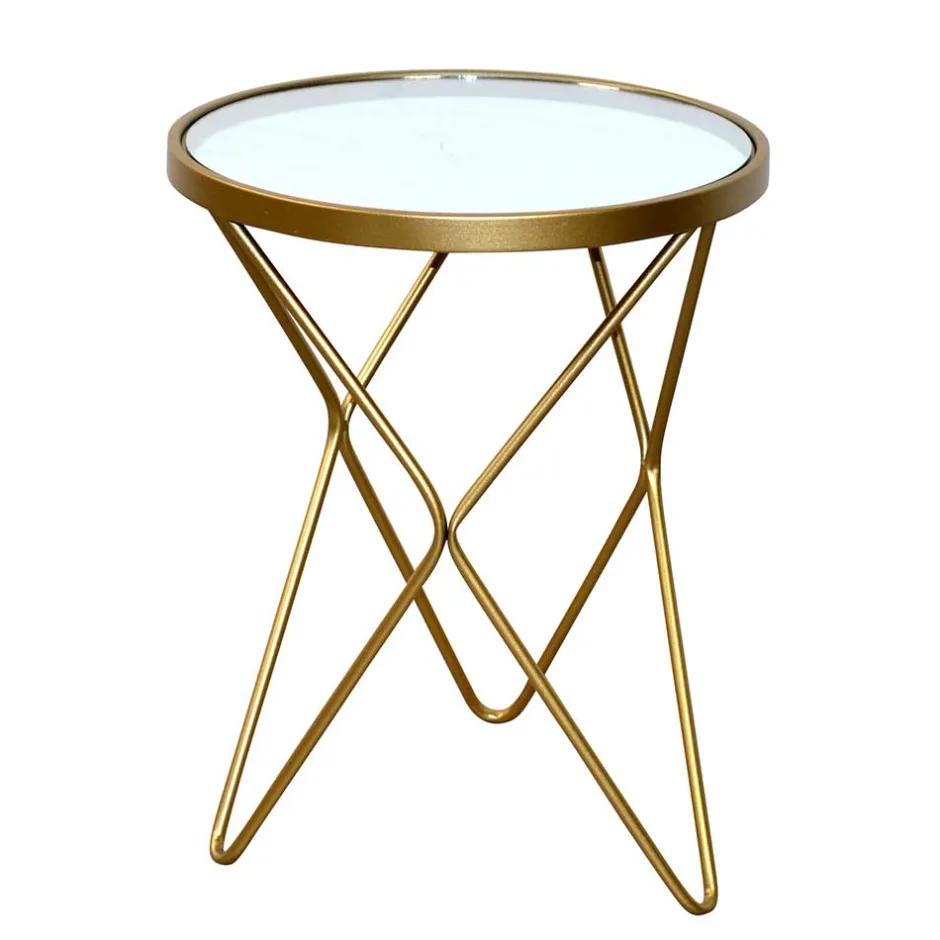 Wohnen Spiegelglas Beistelltisch mit runder Platte - Loregrema
